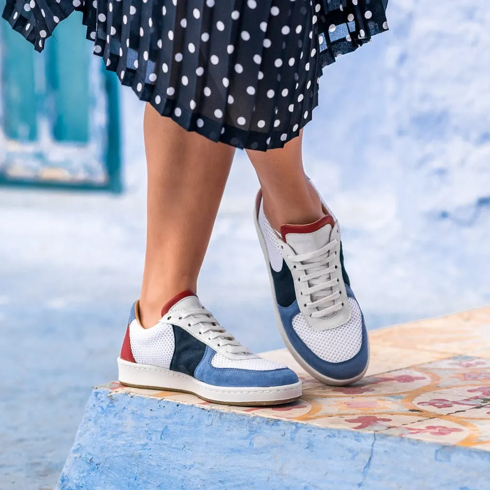 Orient Recycled Unisex Vegan Sneakers | Blue & Brick Red