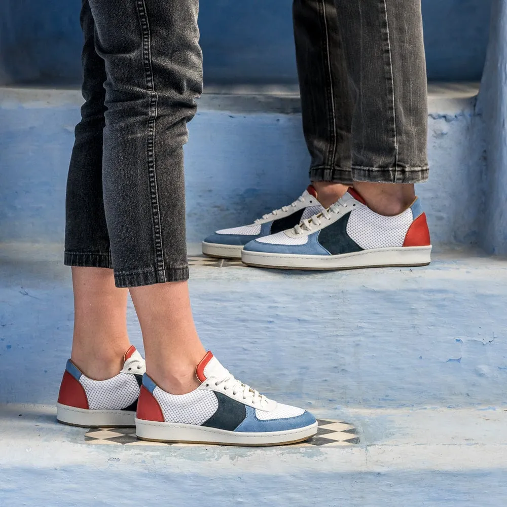 Orient Recycled Unisex Vegan Sneakers | Blue & Brick Red