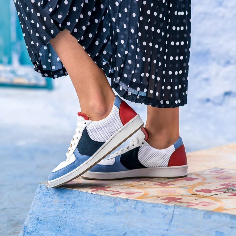 Orient Recycled Unisex Vegan Sneakers | Blue & Brick Red