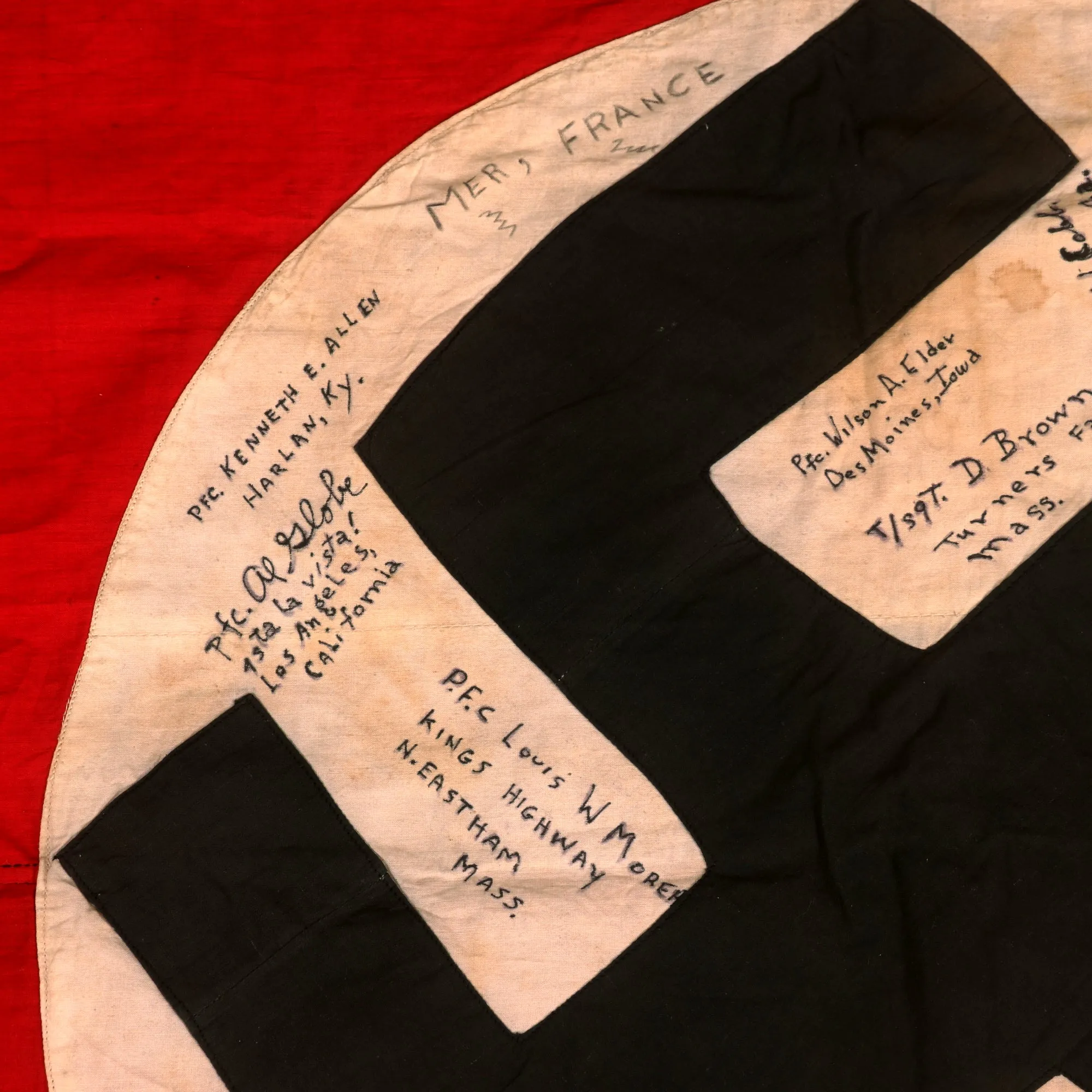 Original U.S. WWII Battle of the Bulge Bronze Star Recipient Uniform & Captured Signed German Flag Grouping - Interview Published Online - Lt. Samuel A. Saldutti, 328th Infantry, 26th Yankee Infantry Division