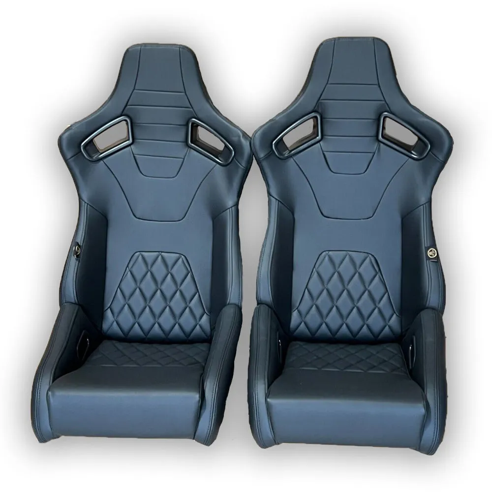 Pair BB6 GT Quilted Diamond Stitched Reclining Bucket Seats