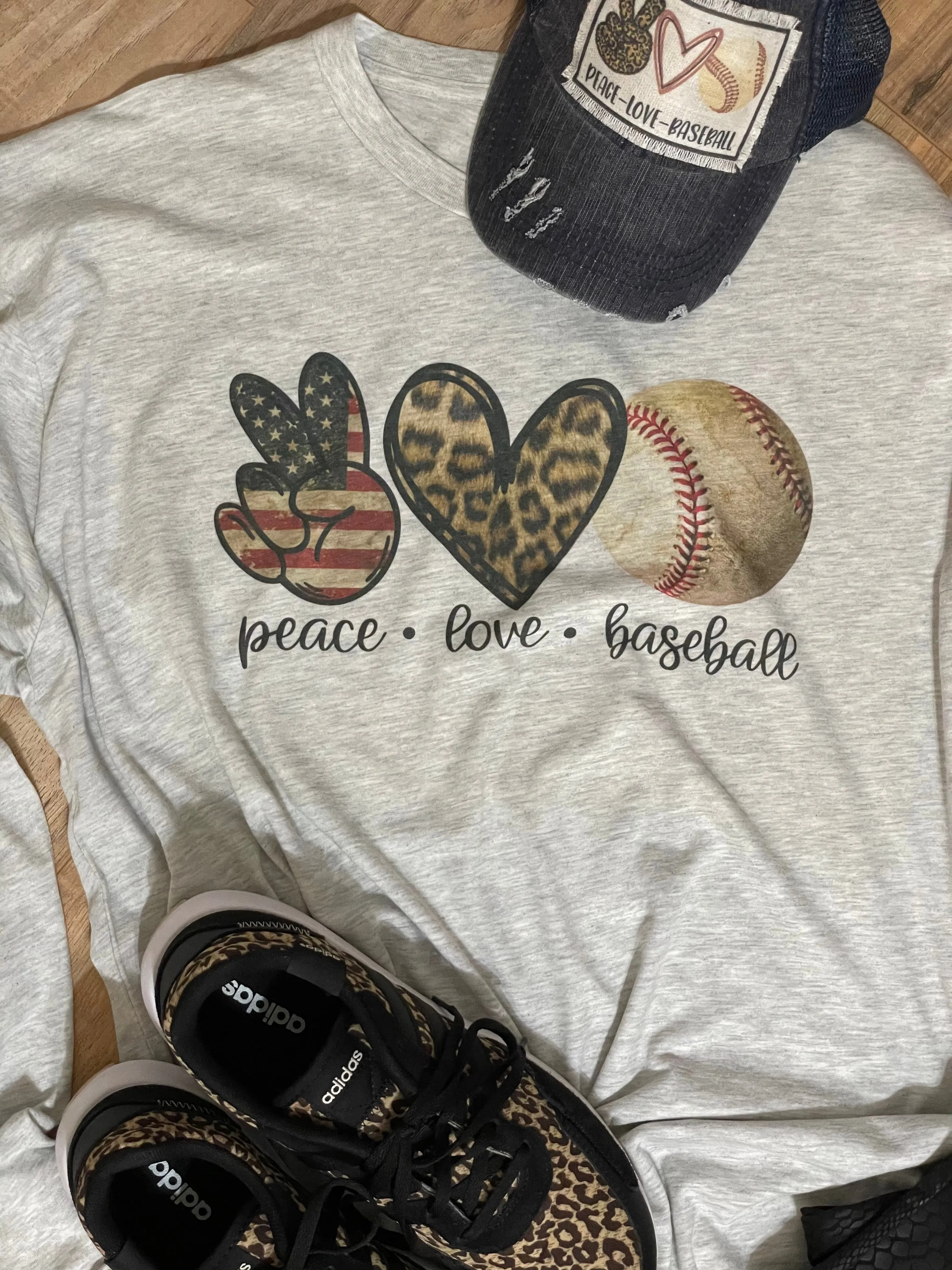 Peace, Love, Baseball Long-Sleeve Tee