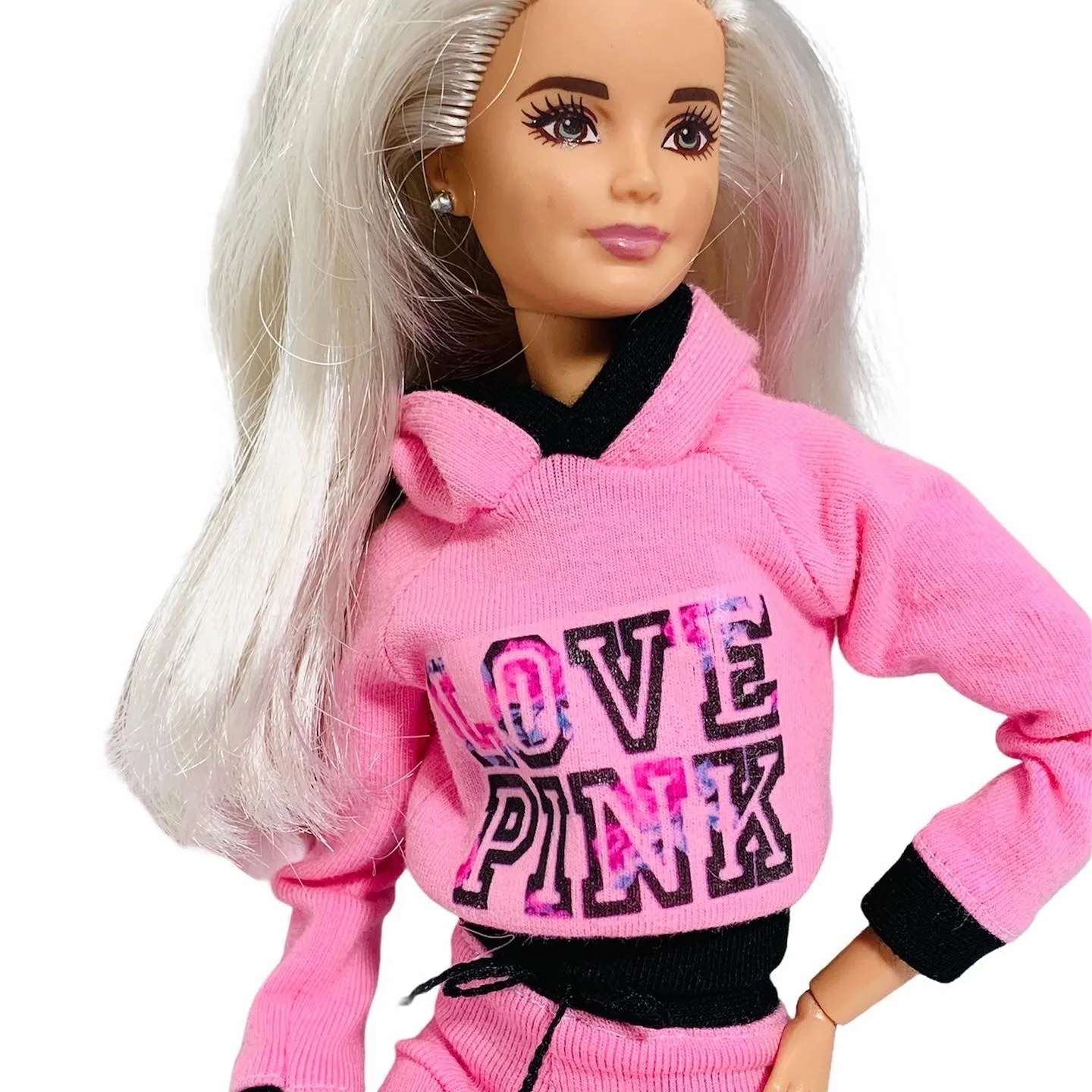 Pink shorts and hoodie for Barbie doll