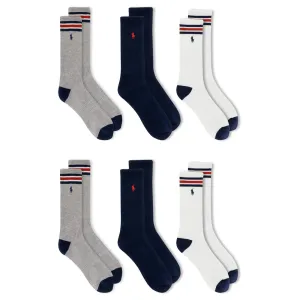 Polo Ralph Lauren Men's 6-Pack Americana Athletic Crew Sock