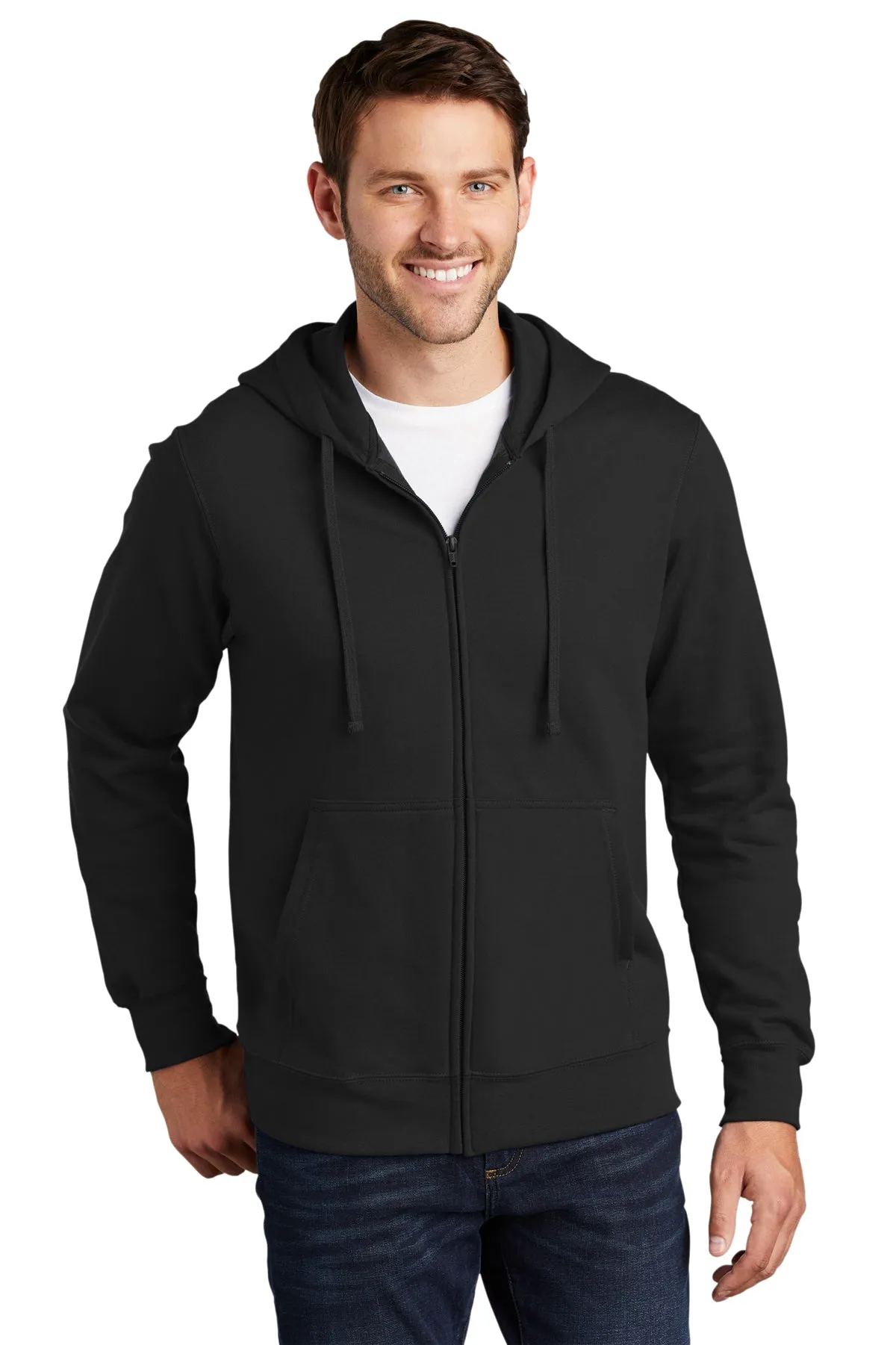 Port & Company Fan Favorite Fleece Customized Zip Hoodies, Jet Black