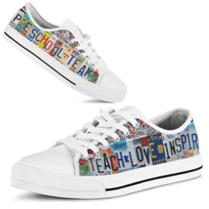 Preschool Team License Plates Low Top Shoes, Teacher Shoes, Low Top Sneakers