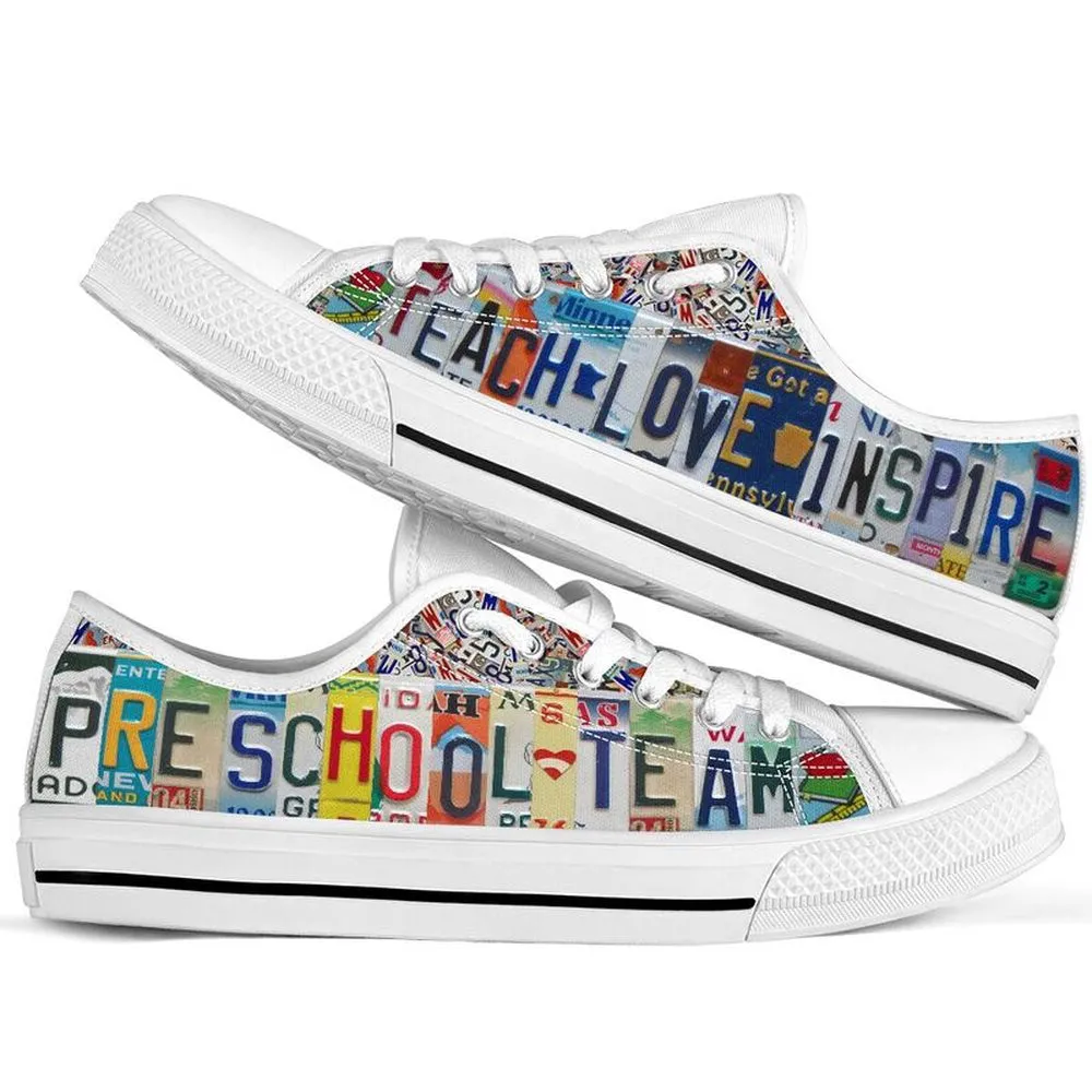 Preschool Team License Plates Low Top Shoes, Teacher Shoes, Low Top Sneakers