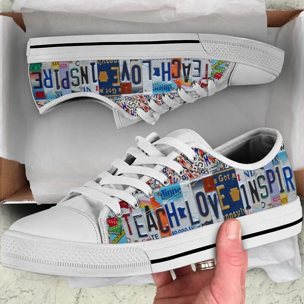 Preschool Team License Plates Low Top Shoes, Teacher Shoes, Low Top Sneakers