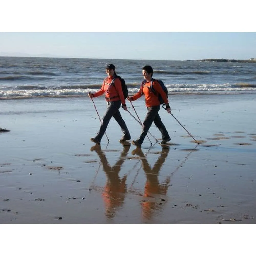 PRO Collapsible Trekking - Hiking - Walking Poles - pair w- GoPro Camera Mount, flip locks, and rubber feet