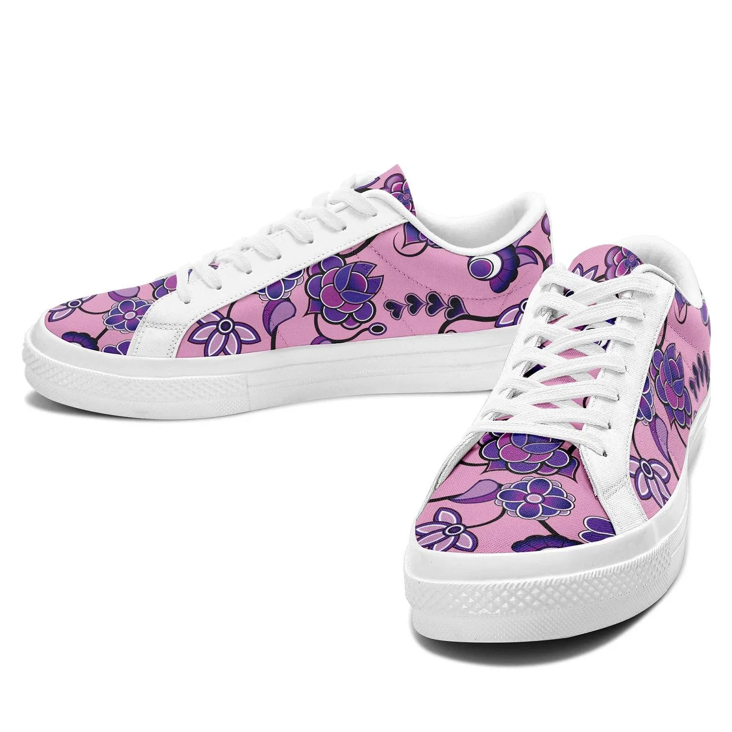 Purple Floral Amour Aapisi Low Top Canvas Shoes White Sole