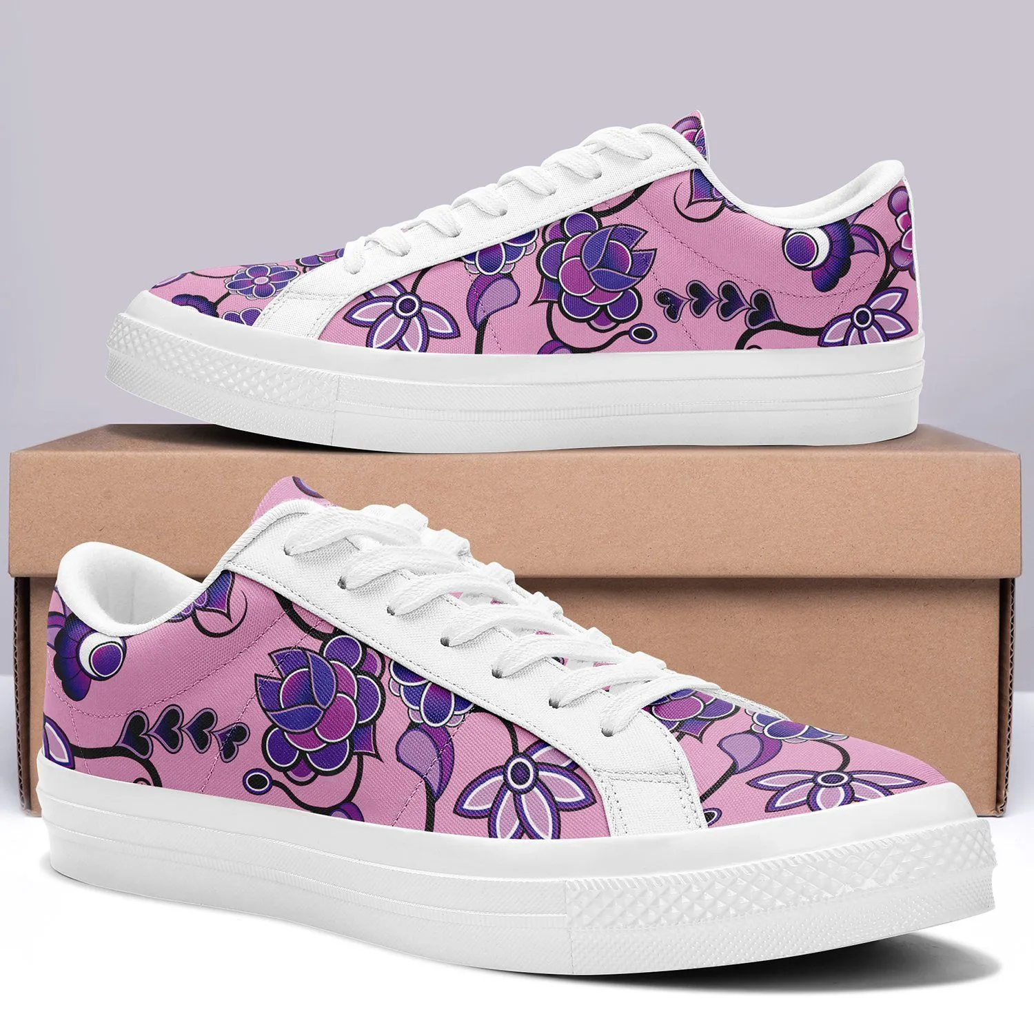 Purple Floral Amour Aapisi Low Top Canvas Shoes White Sole