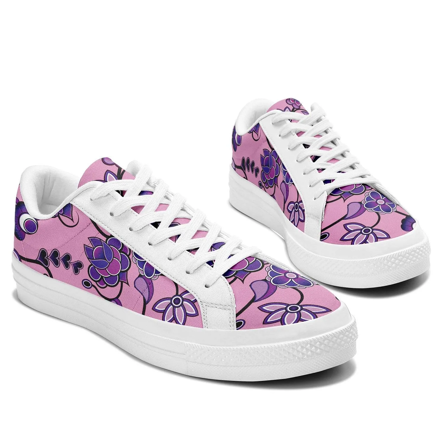 Purple Floral Amour Aapisi Low Top Canvas Shoes White Sole