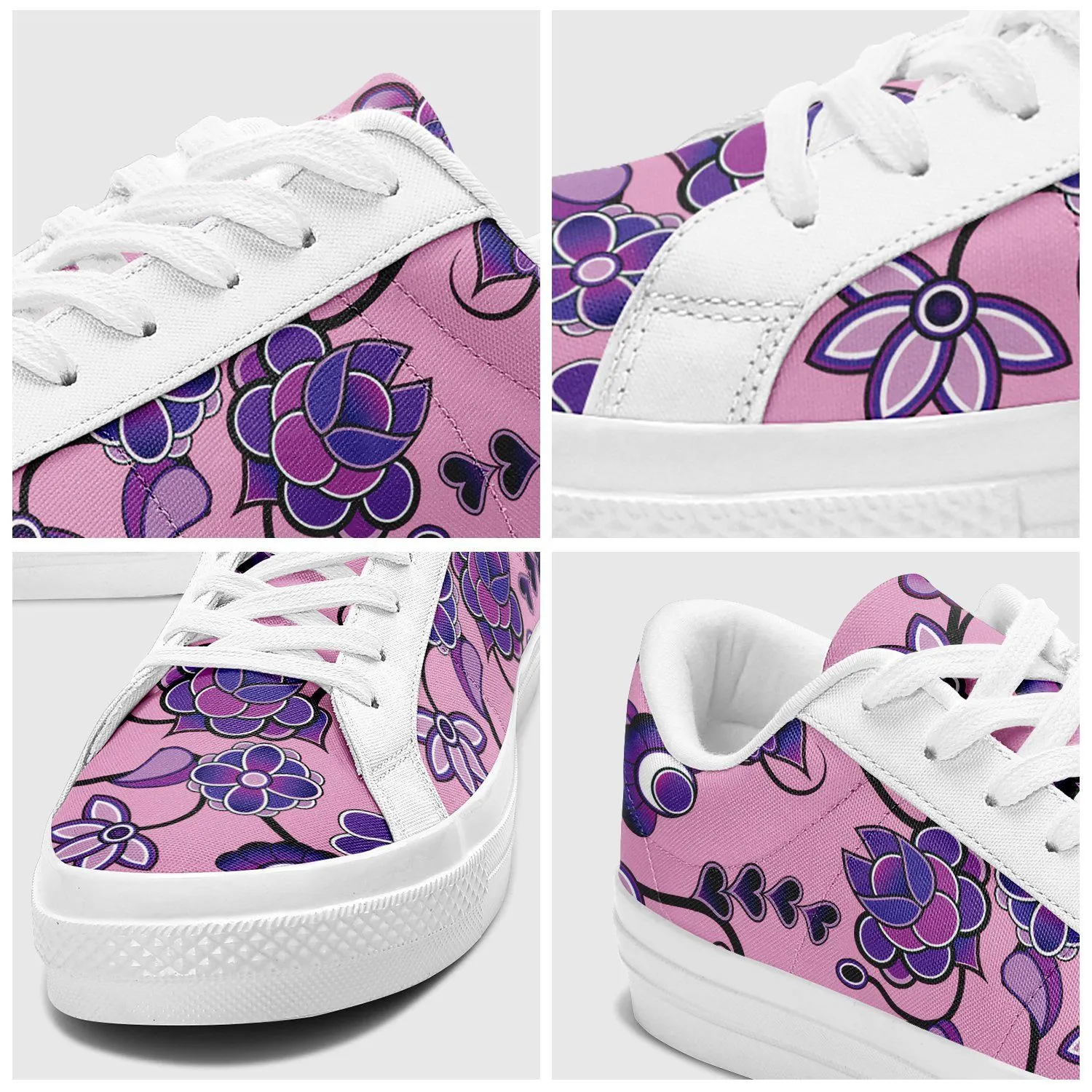 Purple Floral Amour Aapisi Low Top Canvas Shoes White Sole