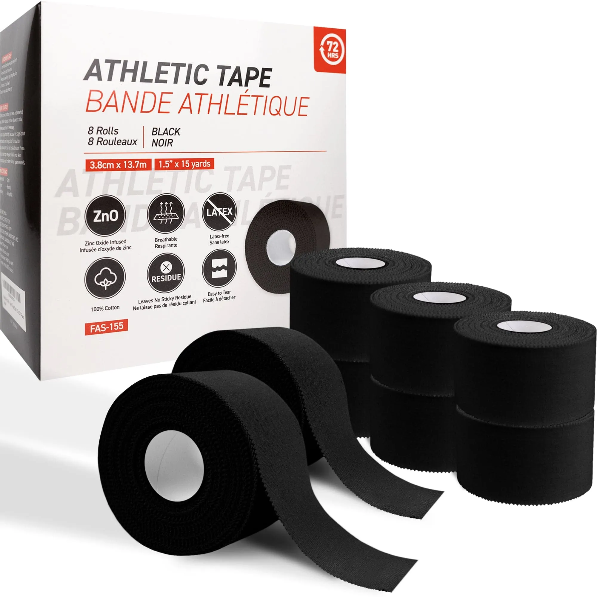 Ready First Aid Athletic Sport Tapes- (1.5' x 15 Yrd) (Black)