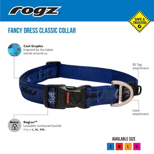 Rogz Fancy Dress Collar - Navy Paw