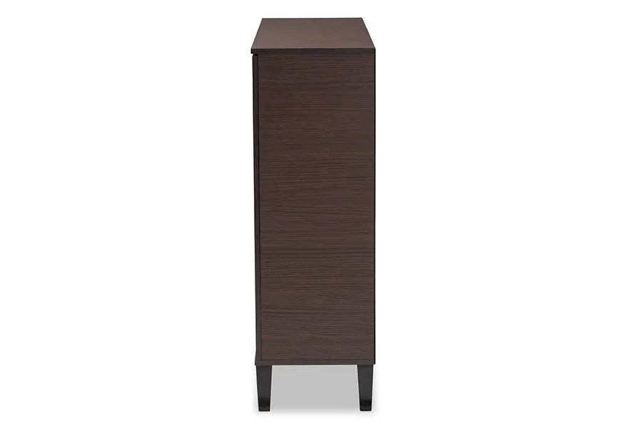 Roland Two-Tone Dark Brown/Grey Finished Wood 2-Door Shoe Cabinet