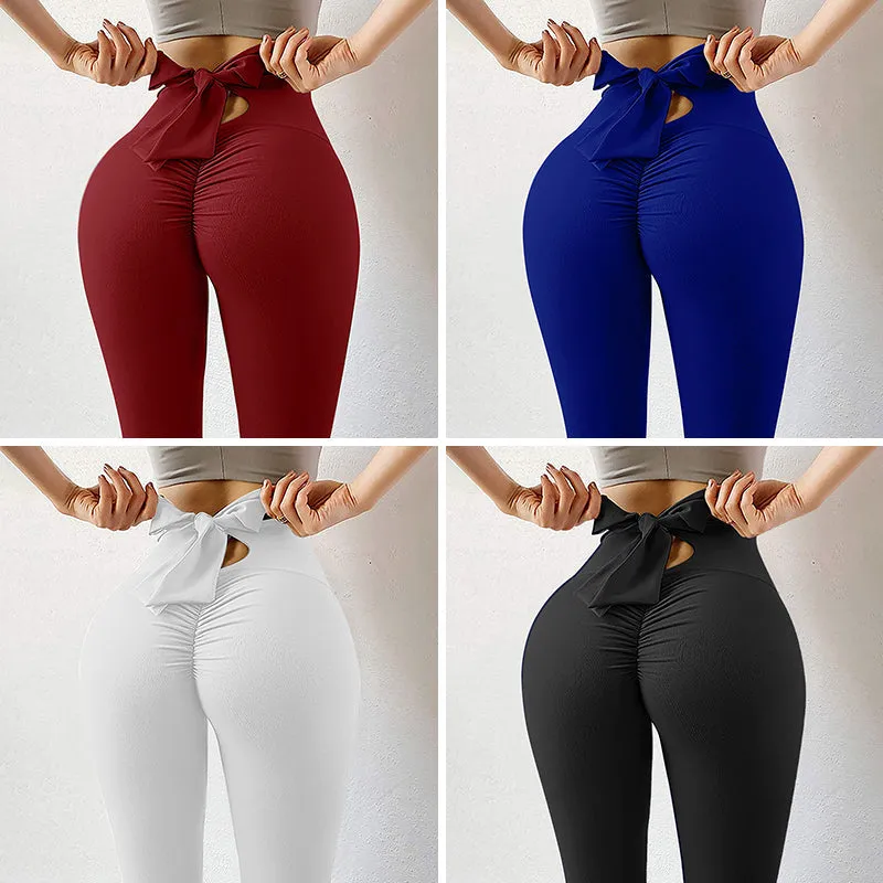 Sexy Peach Buttock Bowknot Yoga Workout Pants