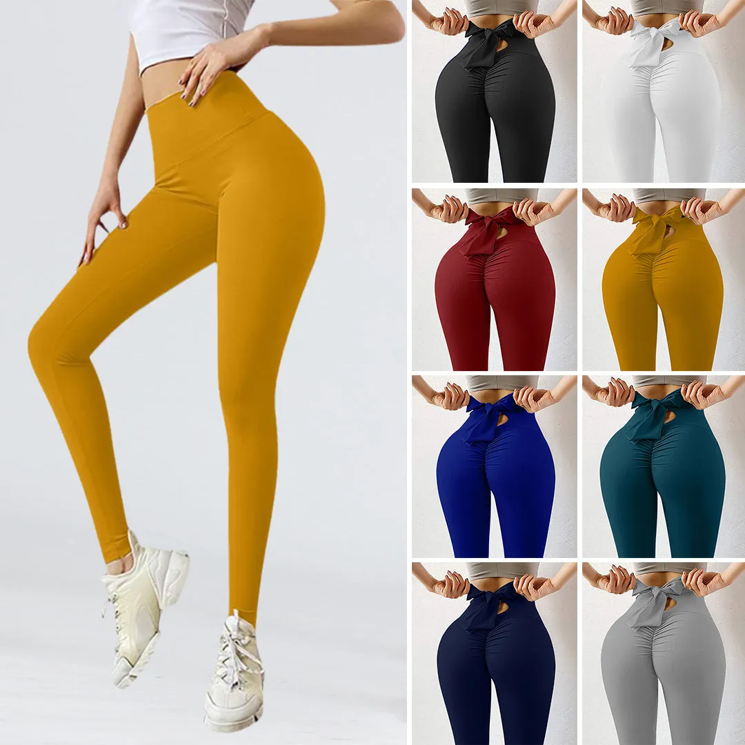 Sexy Peach Buttock Bowknot Yoga Workout Pants