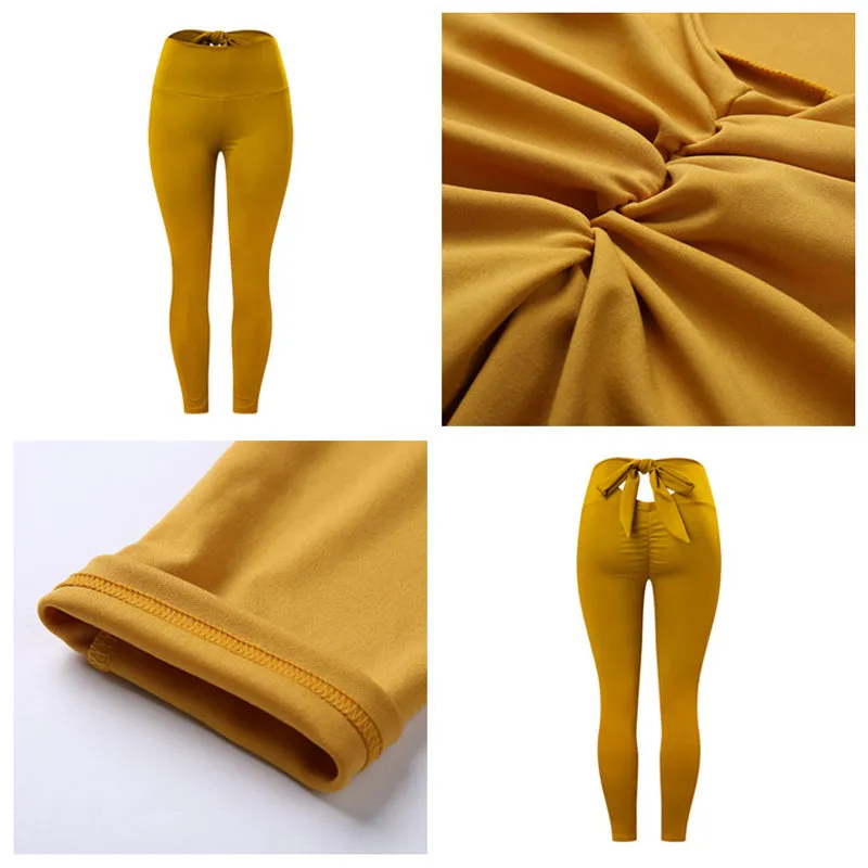 Sexy Peach Buttock Bowknot Yoga Workout Pants