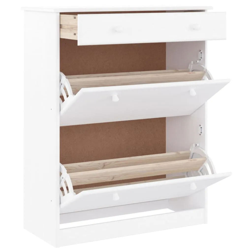 Shoe Cabinet ALTA White 77x35x96 cm Solid Wood Pine