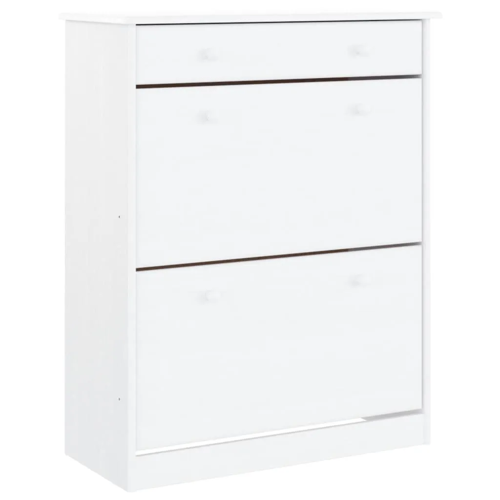 Shoe Cabinet ALTA White 77x35x96 cm Solid Wood Pine