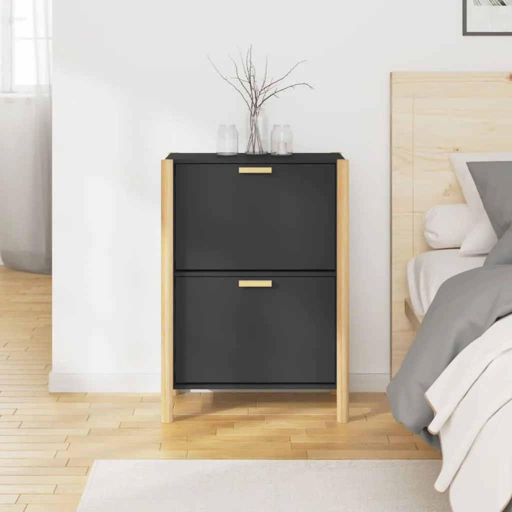 Shoe Cabinet Black 57.5x33x80 cm Engineered Wood