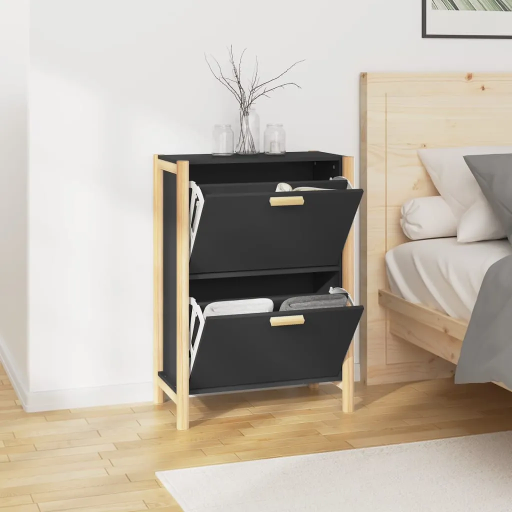 Shoe Cabinet Black 57.5x33x80 cm Engineered Wood