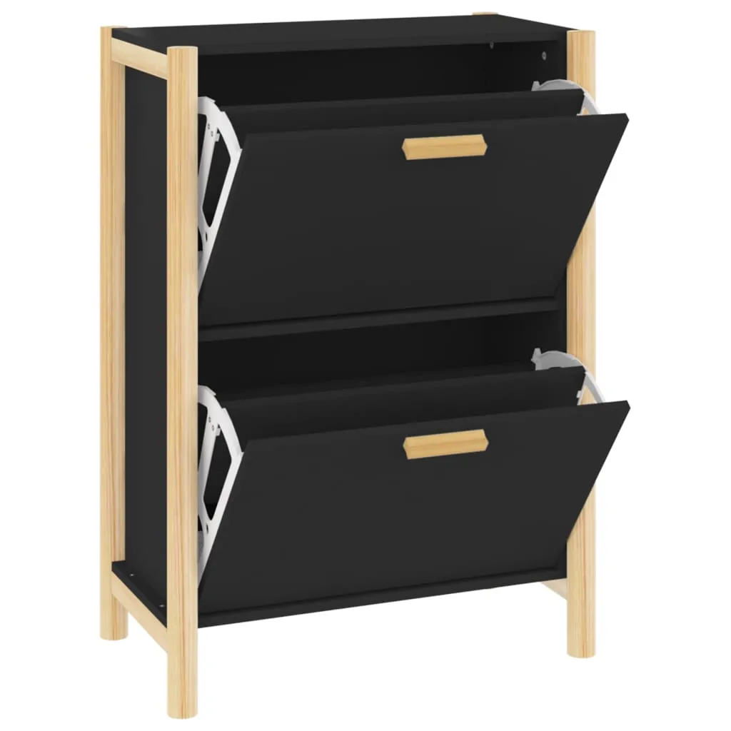 Shoe Cabinet Black 57.5x33x80 cm Engineered Wood