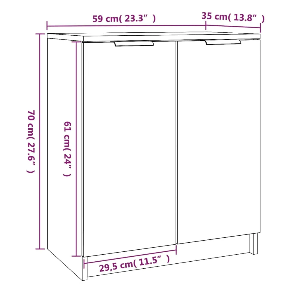 Shoe Cabinet Brown Oak 59x35x70 cm Engineered Wood