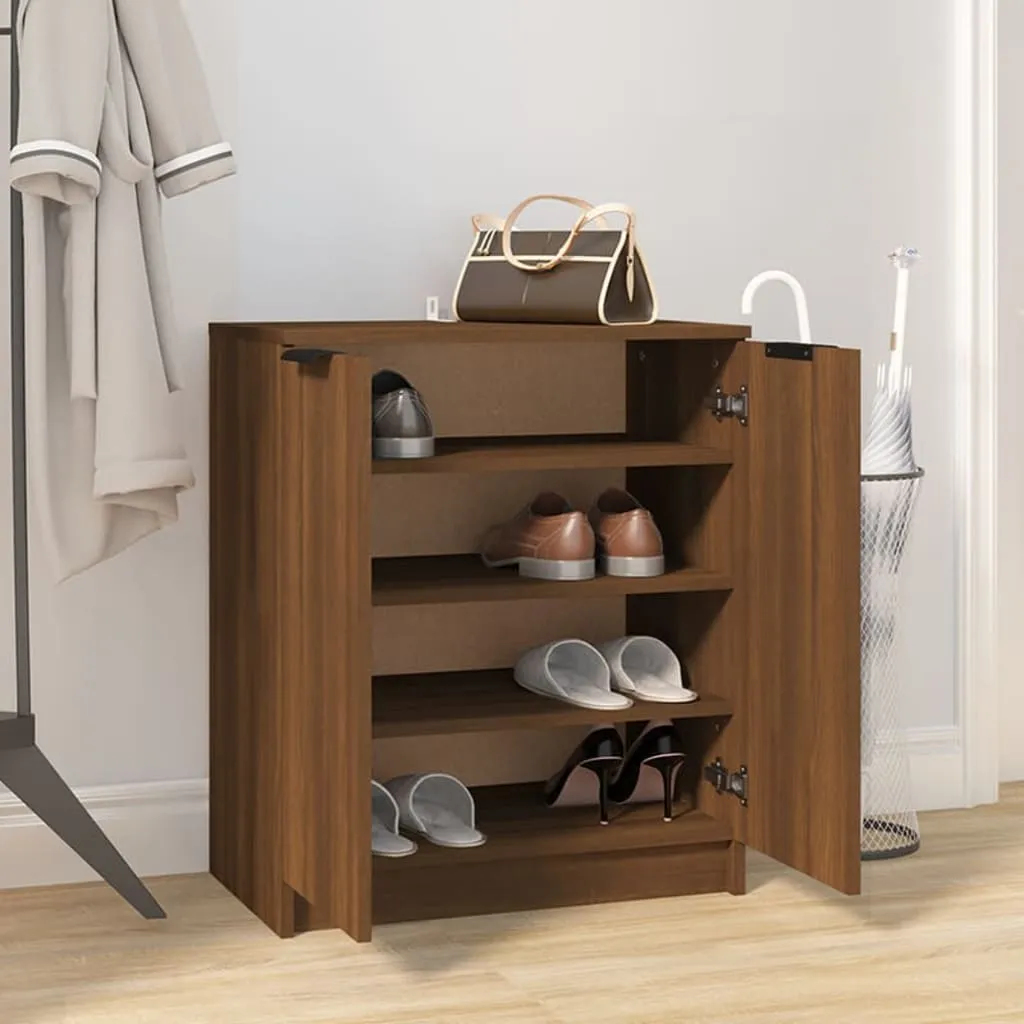 Shoe Cabinet Brown Oak 59x35x70 cm Engineered Wood