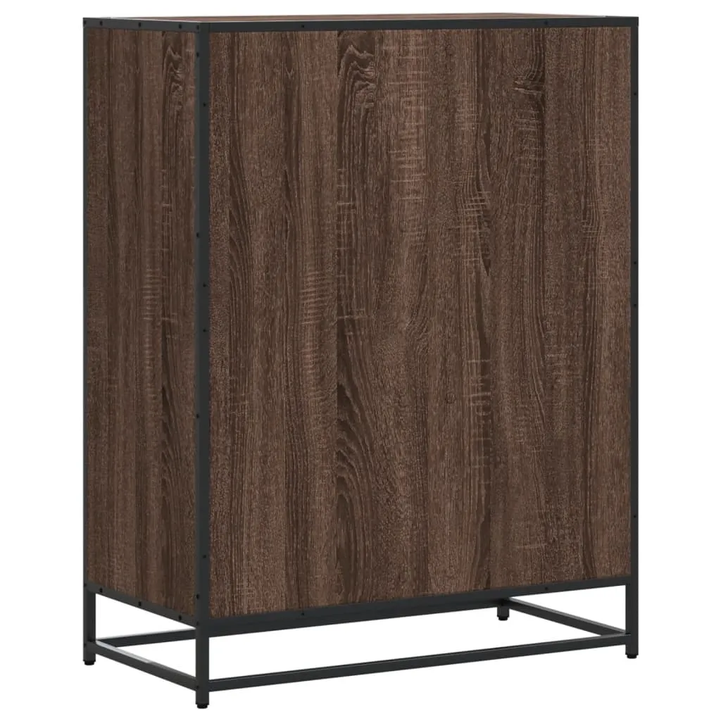 Shoe Cabinet Brown Oak 75x38x97.5 cm Engineered Wood and Metal