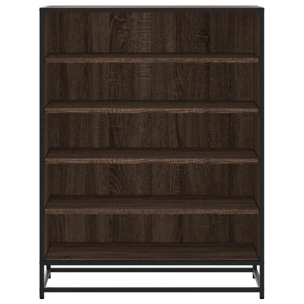 Shoe Cabinet Brown Oak 75x38x97.5 cm Engineered Wood and Metal