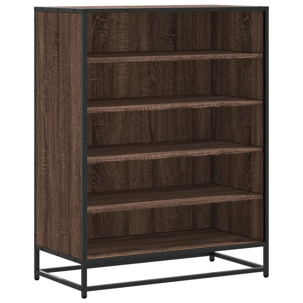 Shoe Cabinet Brown Oak 75x38x97.5 cm Engineered Wood and Metal