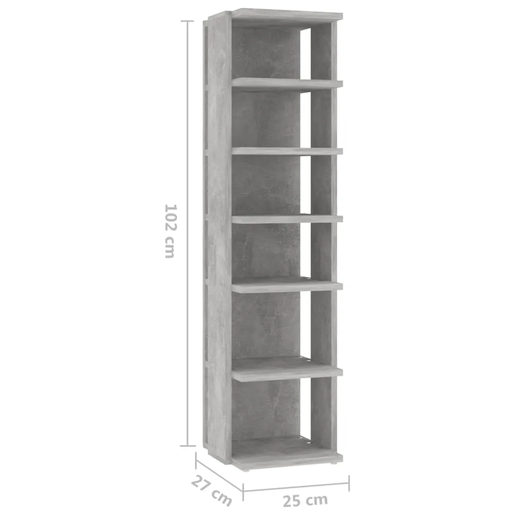 Shoe Cabinet Concrete Grey 25x27x102 cm Chipboard