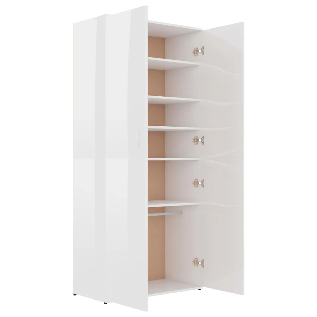 Shoe Cabinet High Gloss White 80x39x178 cm Engineered Wood