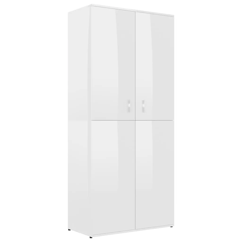 Shoe Cabinet High Gloss White 80x39x178 cm Engineered Wood