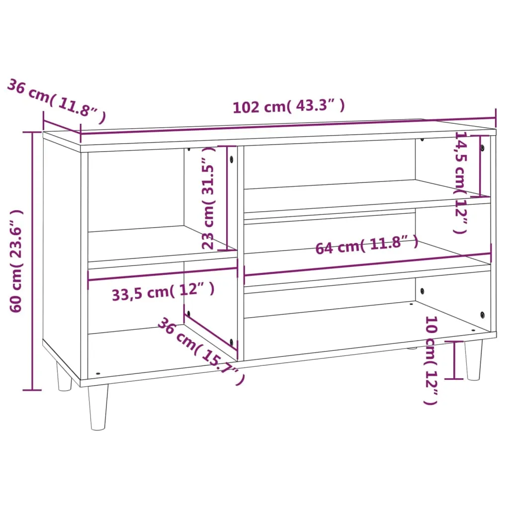 Shoe Cabinet Smoked Oak 102x36x60 cm Engineered Wood