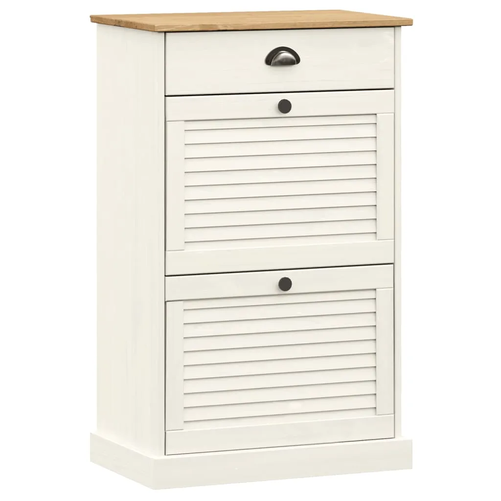 Shoe Cabinet VIGO 60x35x96 cm White Solid Wood Pine