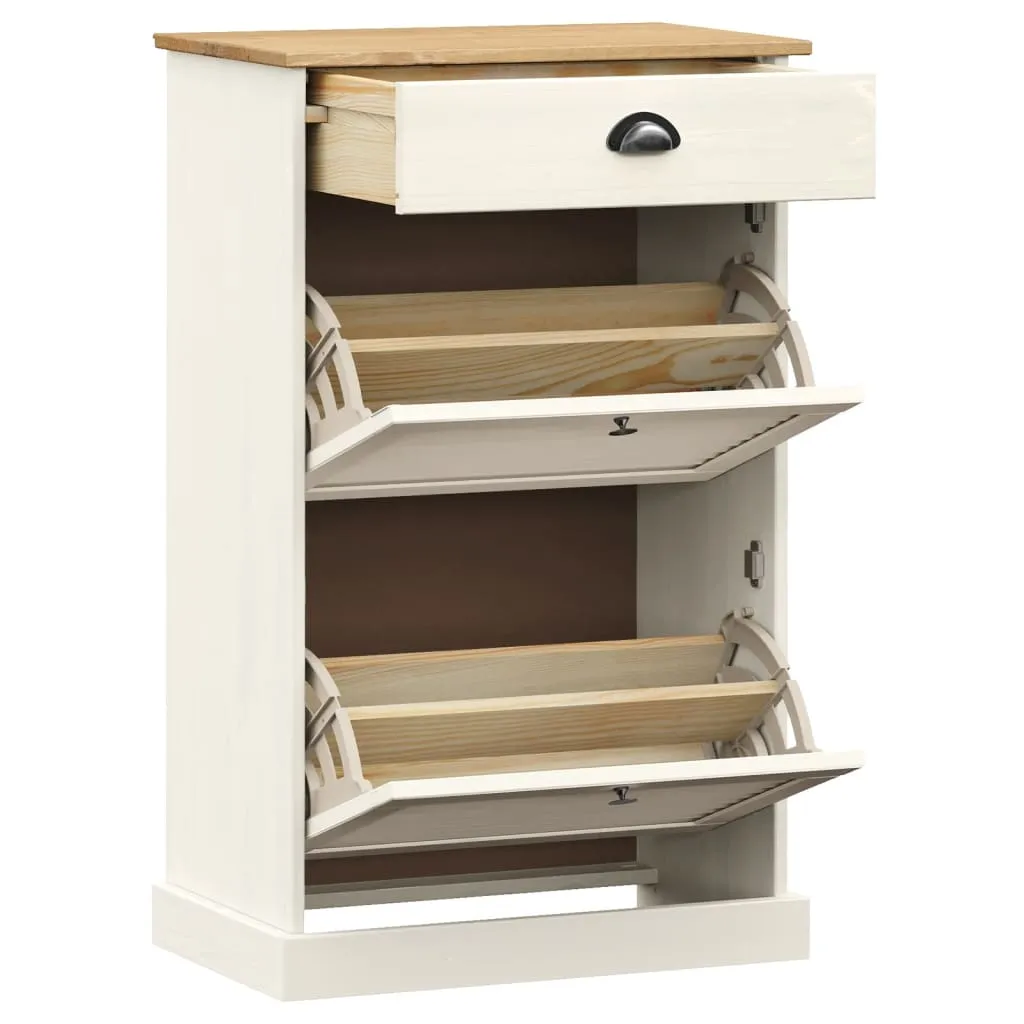 Shoe Cabinet VIGO 60x35x96 cm White Solid Wood Pine