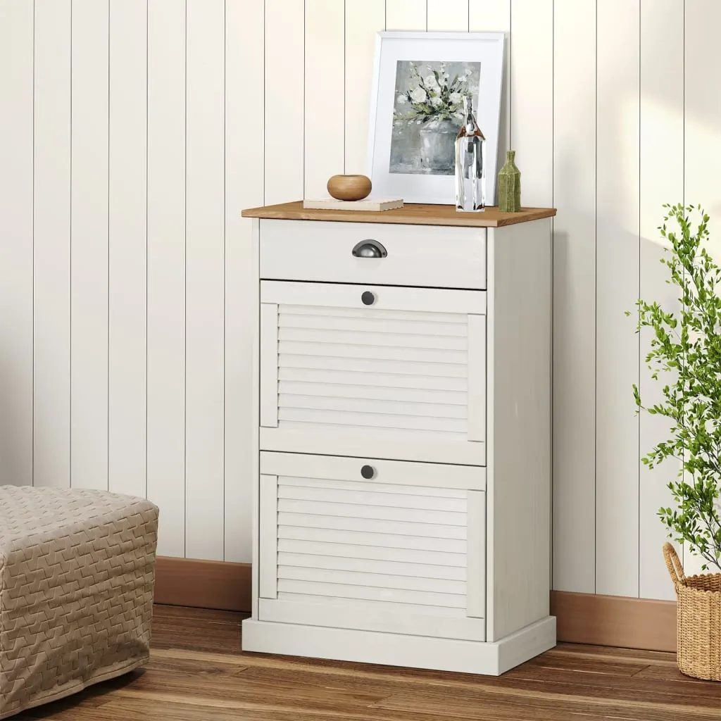 Shoe Cabinet VIGO 60x35x96 cm White Solid Wood Pine