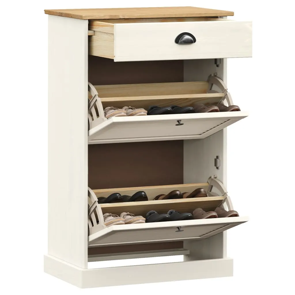 Shoe Cabinet VIGO 60x35x96 cm White Solid Wood Pine