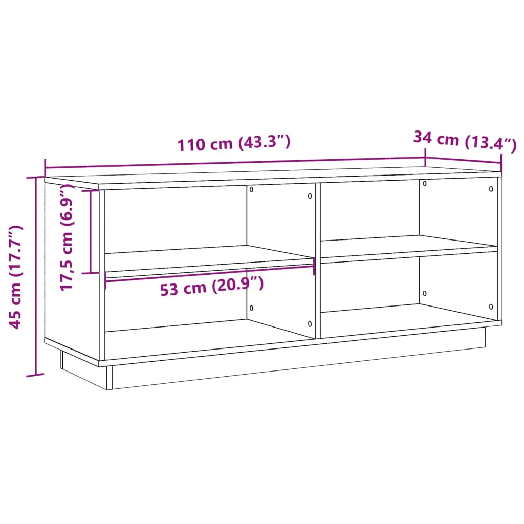 Shoe Cabinet Wax Brown 110x34x45 cm Solid Wood Pine