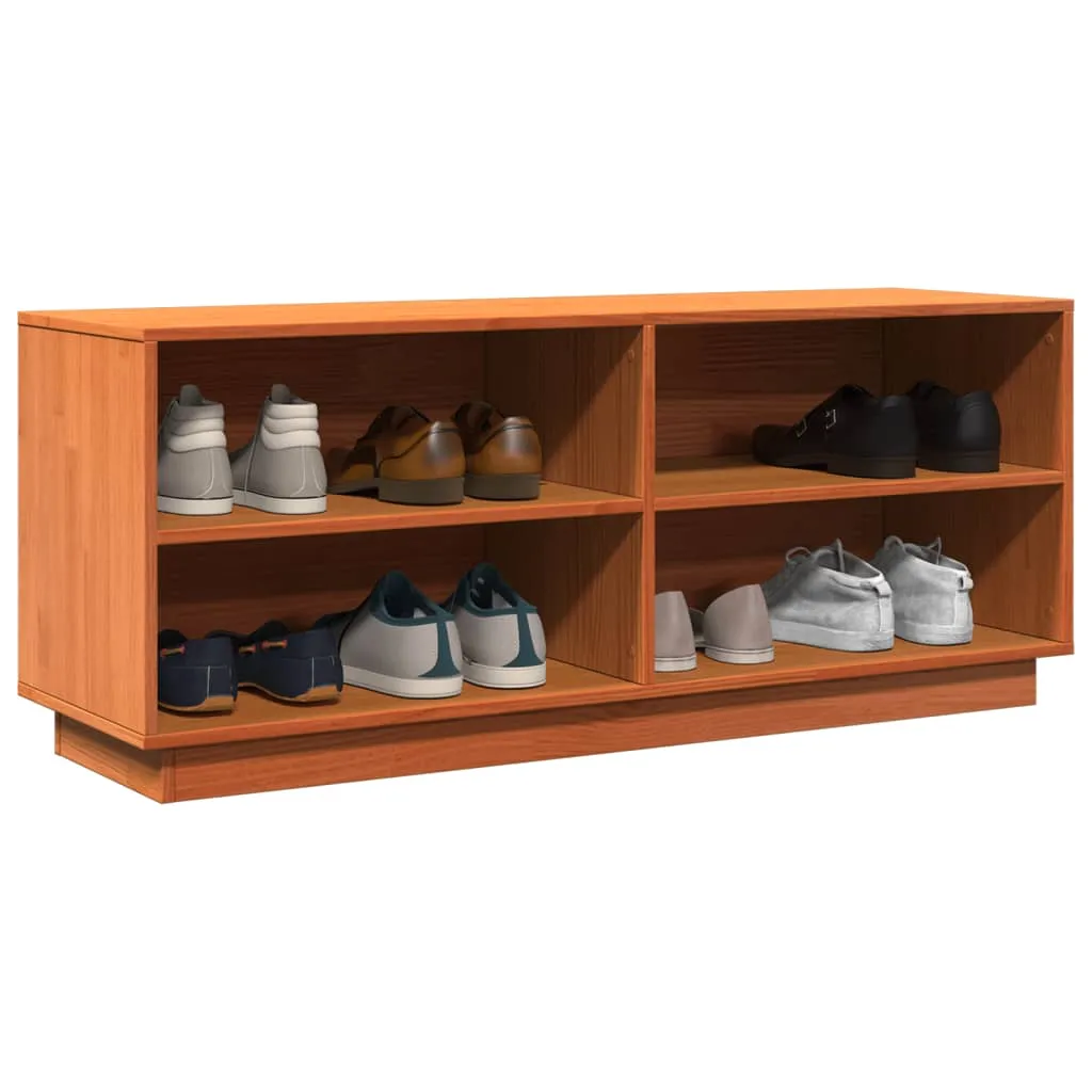 Shoe Cabinet Wax Brown 110x34x45 cm Solid Wood Pine