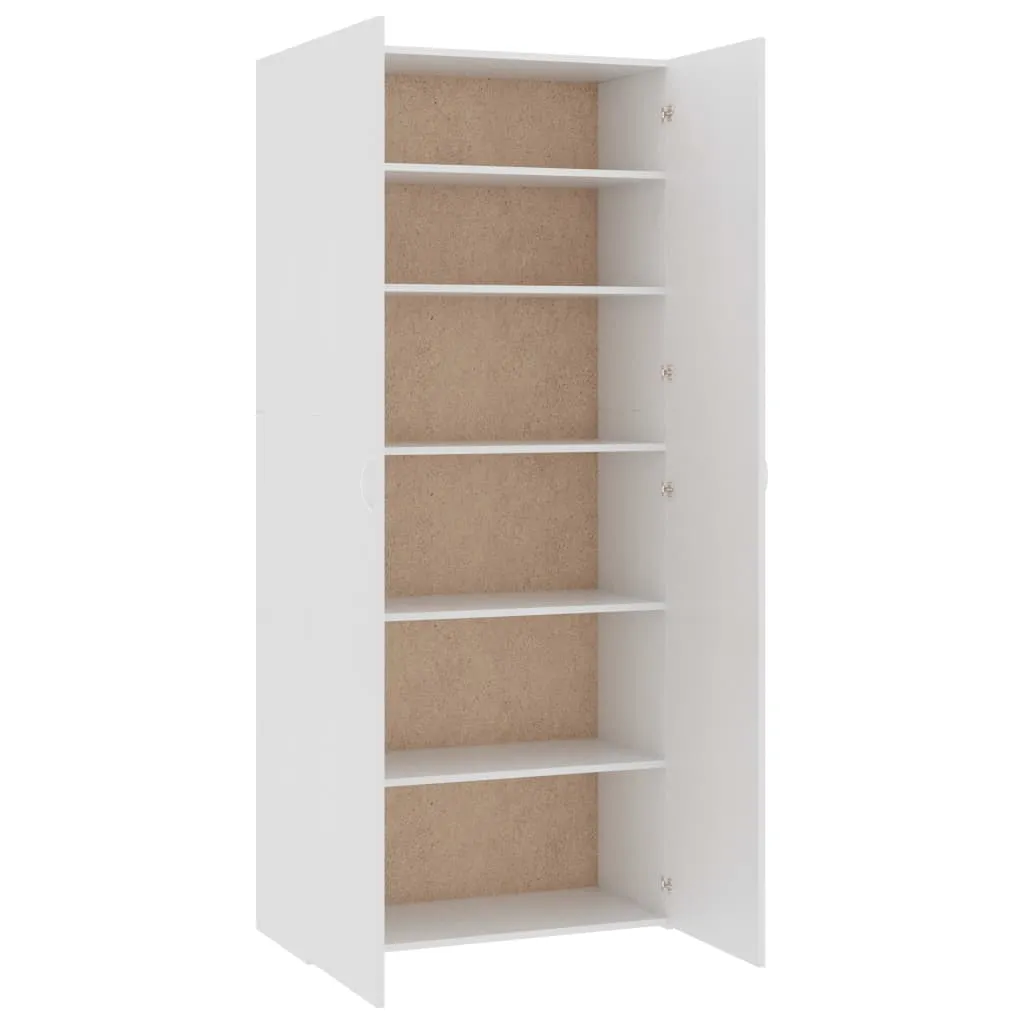 Shoe Cabinet White 80x35.5x180 cm Engineered Wood