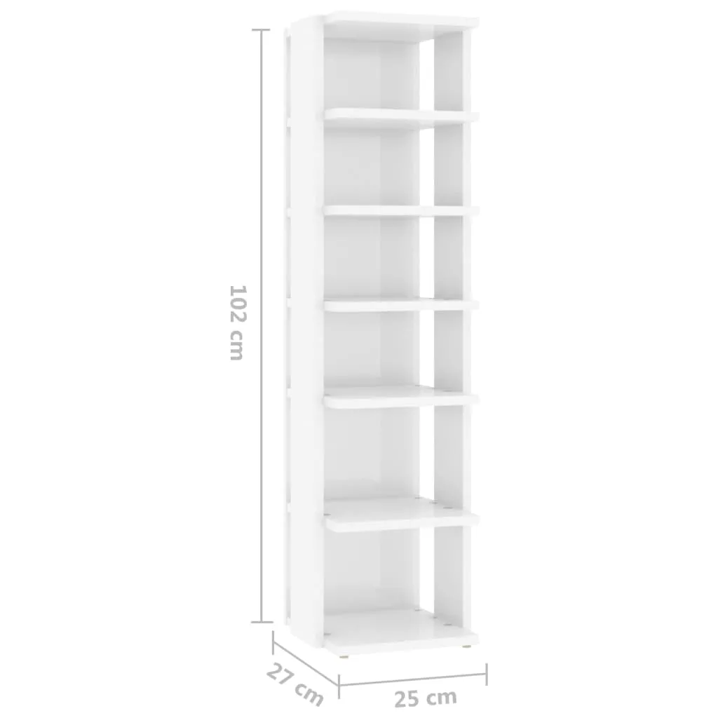 Shoe Cabinets 2 pcs High Gloss White 25x27x102 cm