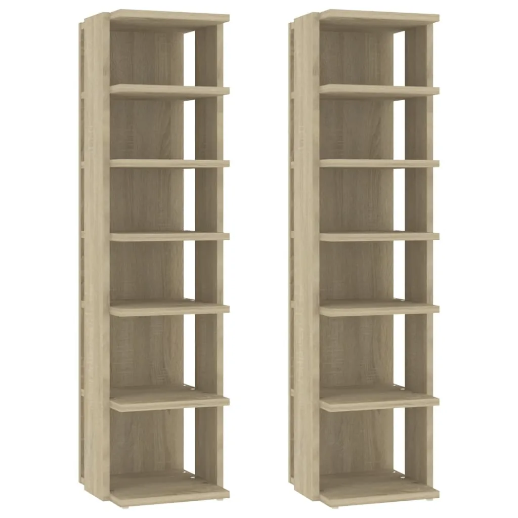 Shoe Cabinets 2 pcs Sonoma Oak 25x27x102 cm