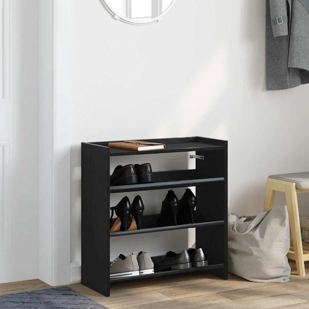 Shoe Rack Black 60x25x62 cm Engineered Wood