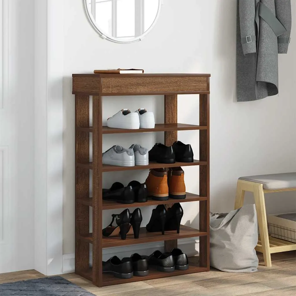 Shoe Rack Brown Oak 60x30x98 cm Engineered Wood