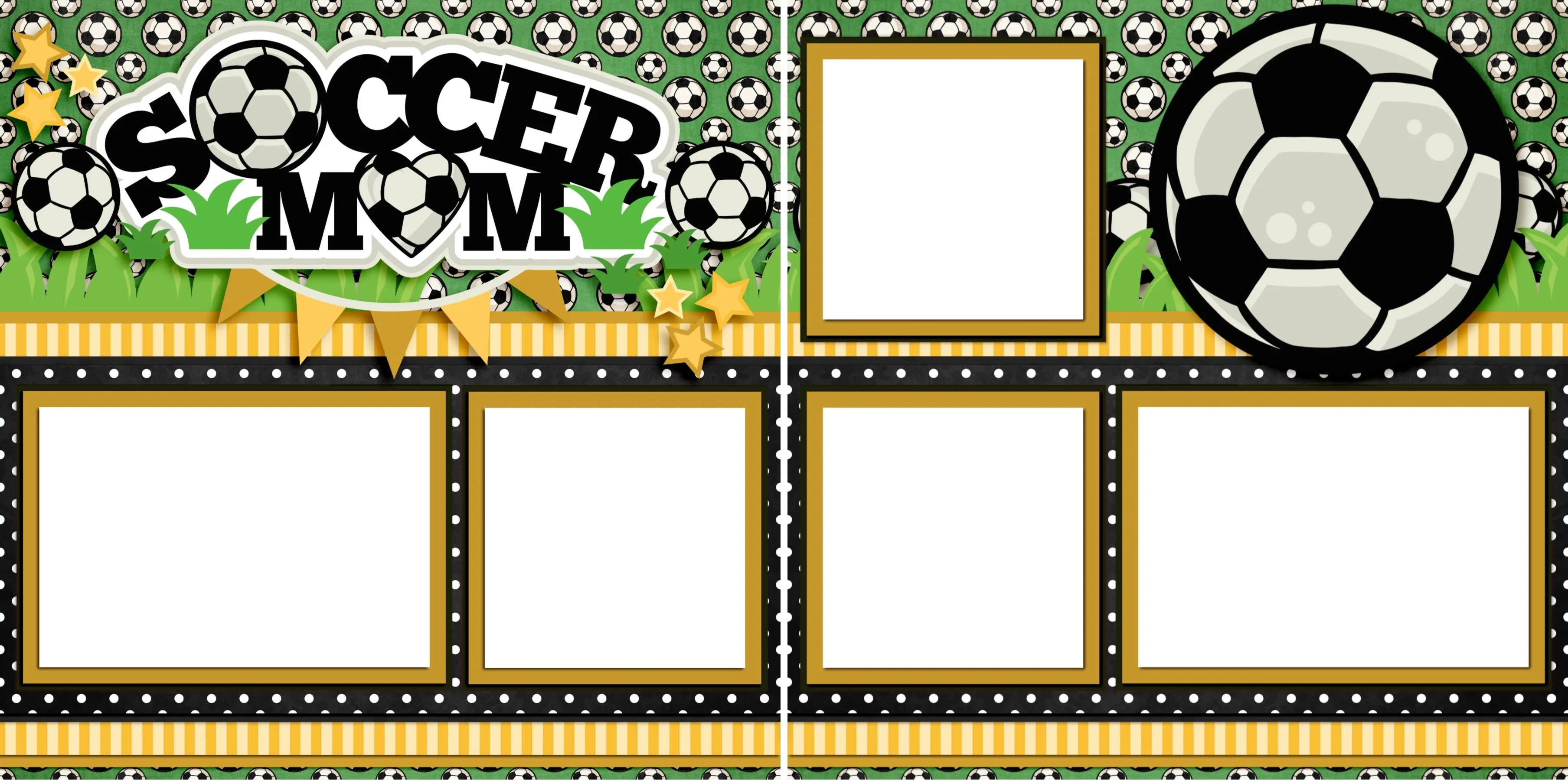 Soccer Mom Yellow - Digital Scrapbook Pages - INSTANT DOWNLOAD