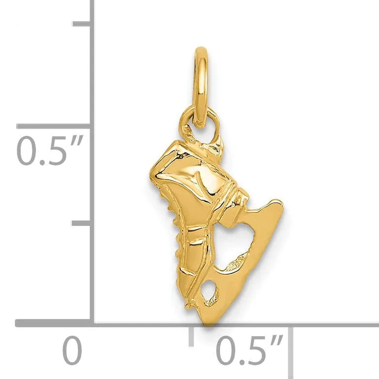 Solid 14k Yellow Gold Ice Skate Charm Pendant